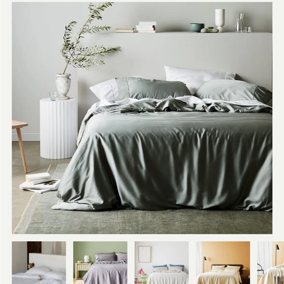 Ettitude Elegant Sage Green Duvet - Picture 1 of 14